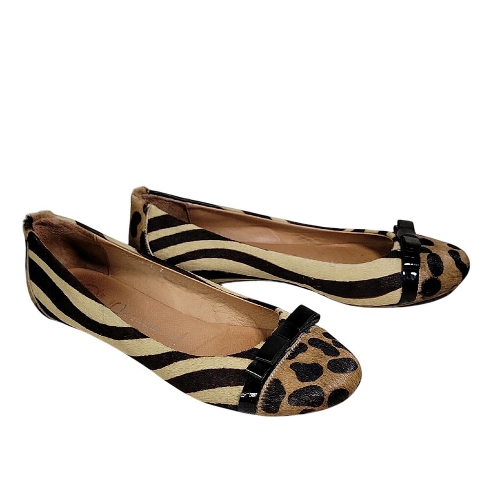 Jeffrey Campbell Kammie Animal Print Real Fur Ballet Flats Womens Size 7